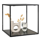 Étagère murale cube métal noir et bois texturé 36x36x36 cm