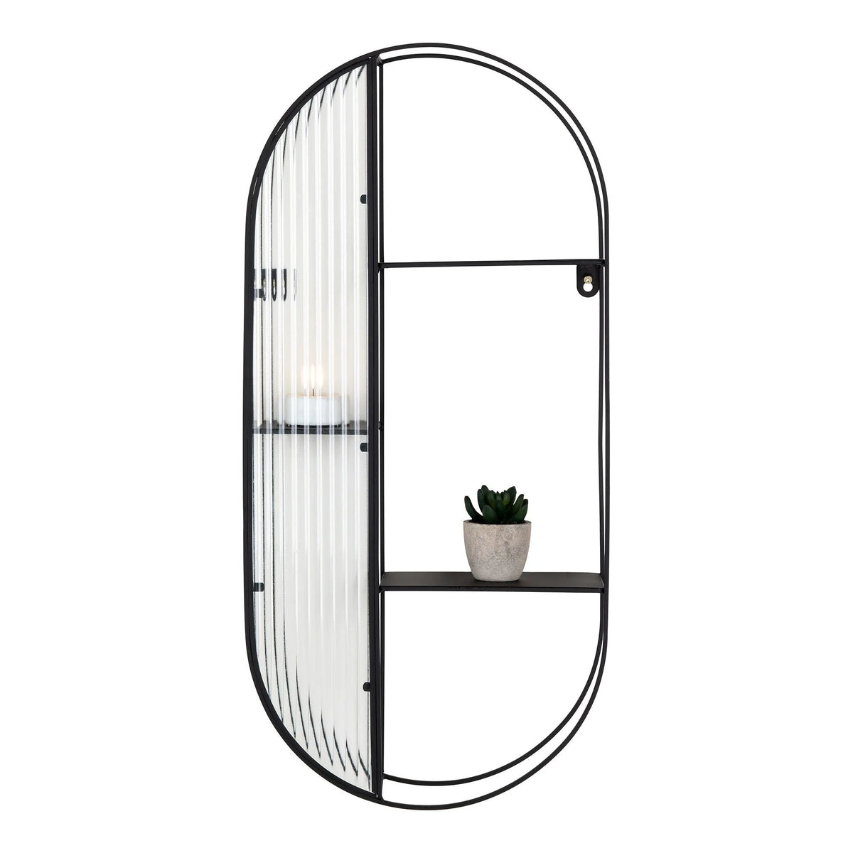 Étagère murale en verre et acier noir à 3 niveaux de 68 cm