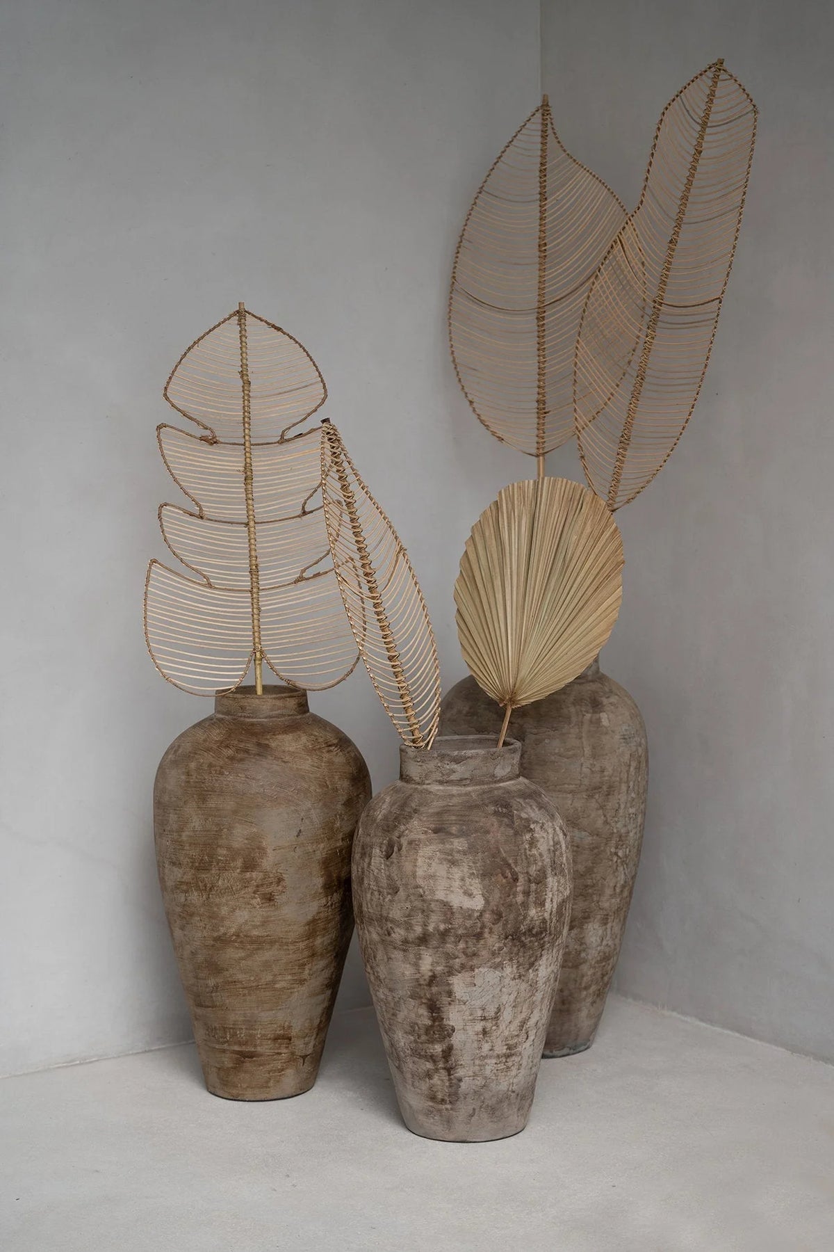 Feuilles décoratives en rotin naturel – H120 cm
