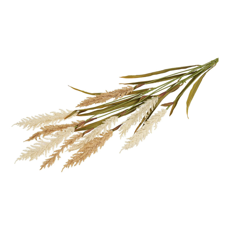 Herbe déco artificielle beige sable et vert olive – Lot de 2 tiges H130 cm