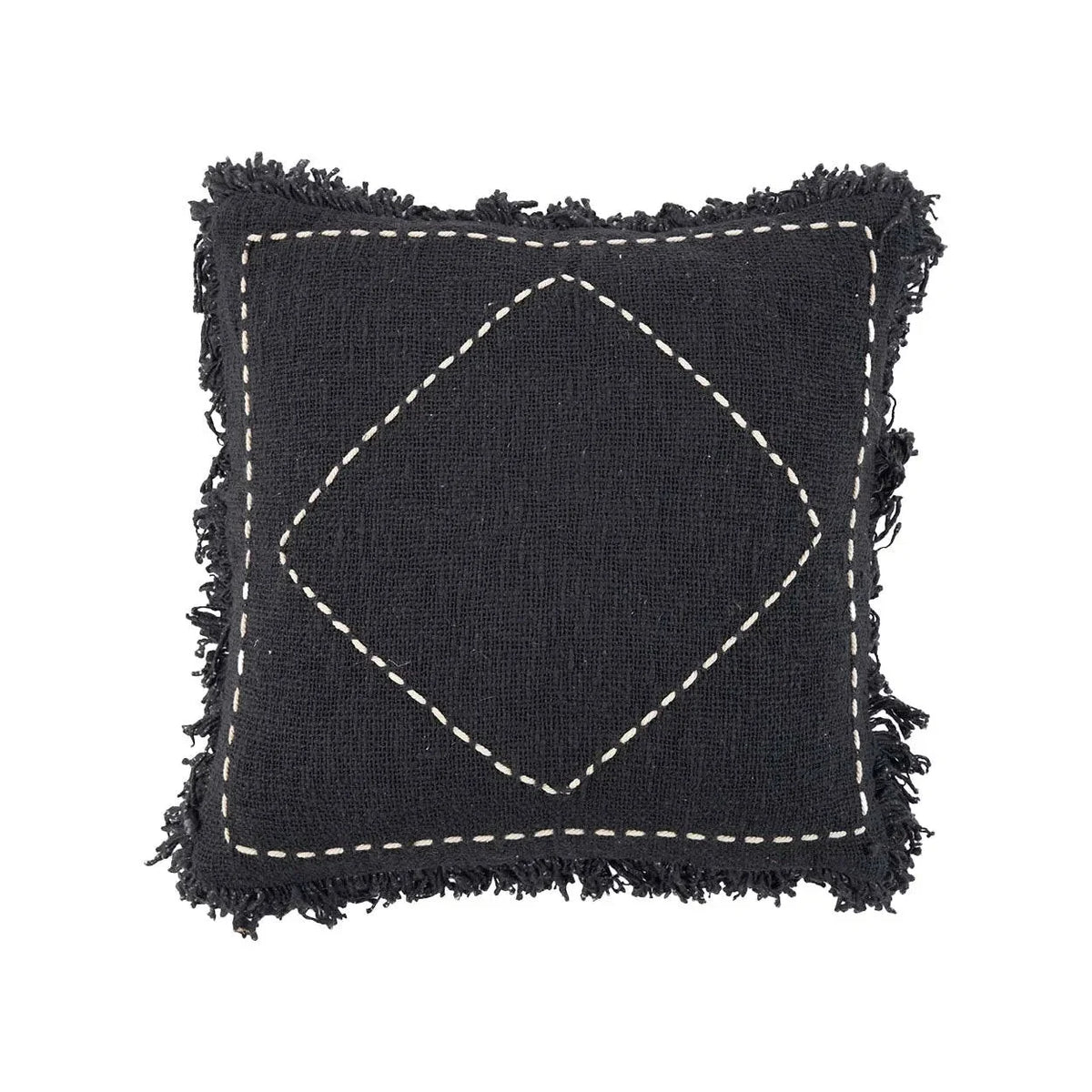 Housse de coussin coton noir blanc motif losange - 45x45 cm