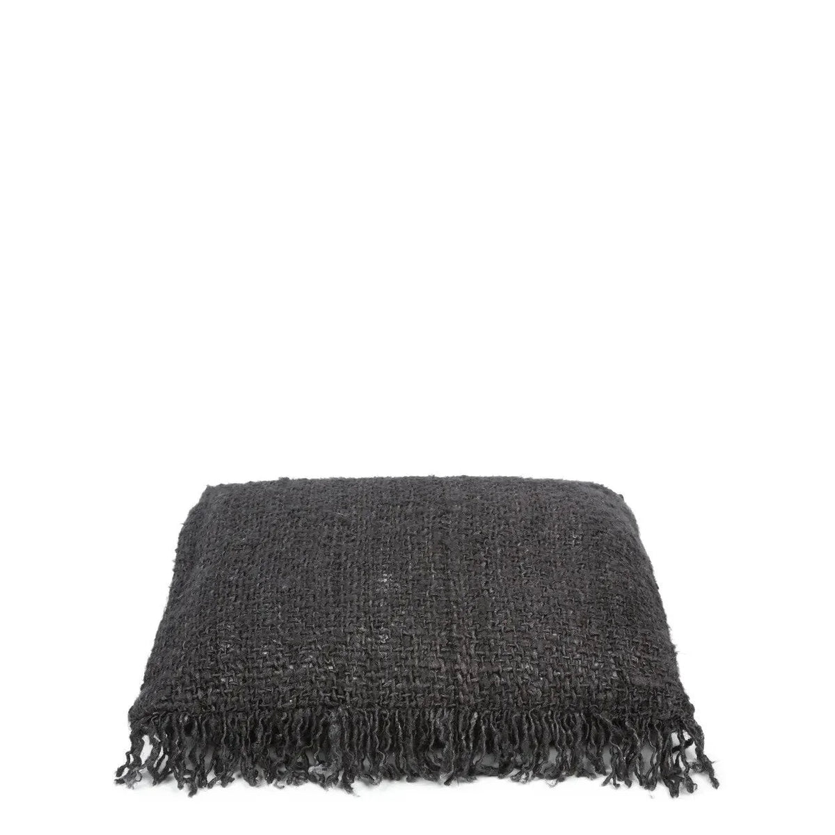 Plaid en coton noir marine foncé avec franges, parfait pour Housse de coussin 40x40 cm