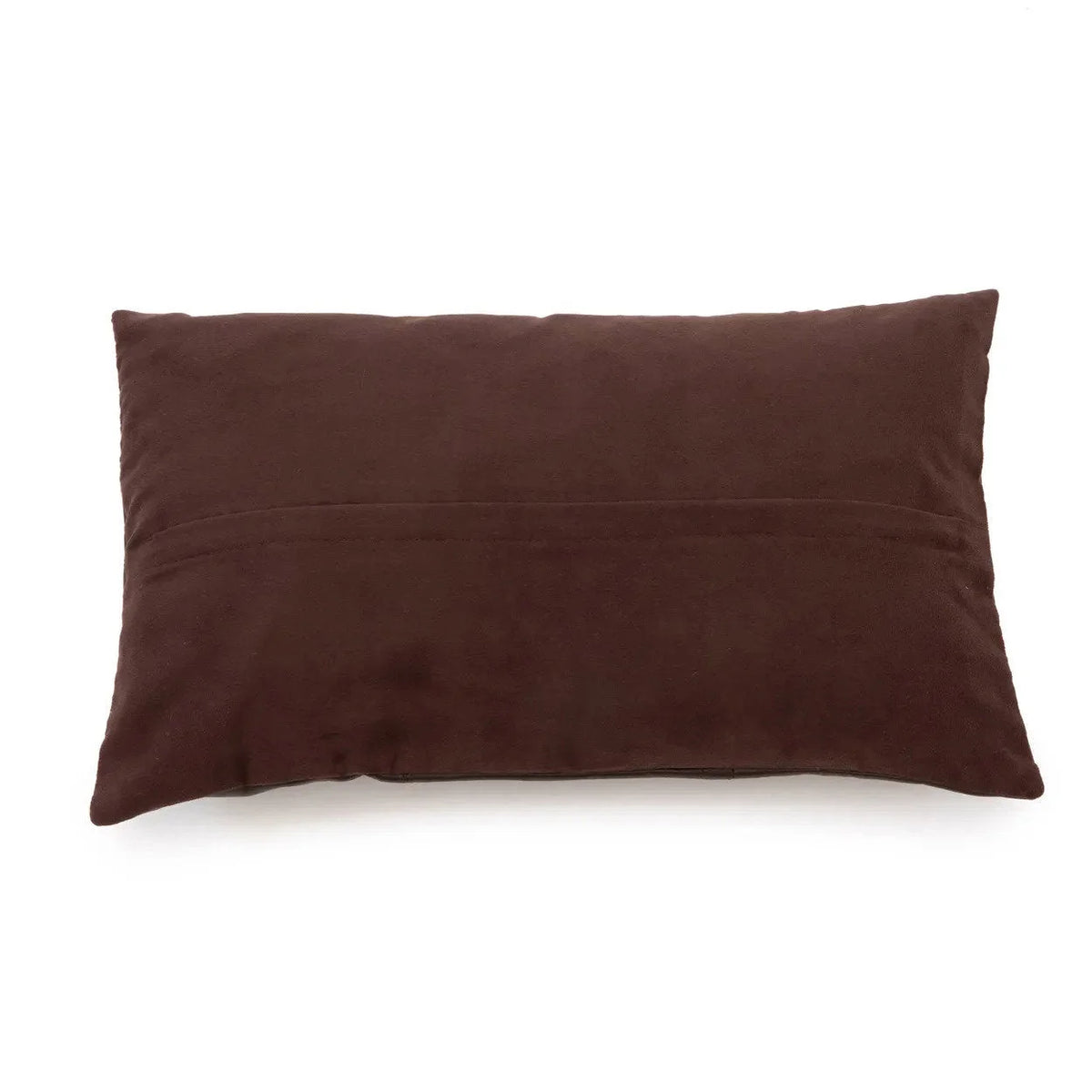 Oreiller rectangulaire marron en cuir avec coutures décoratives 30x50 cm
