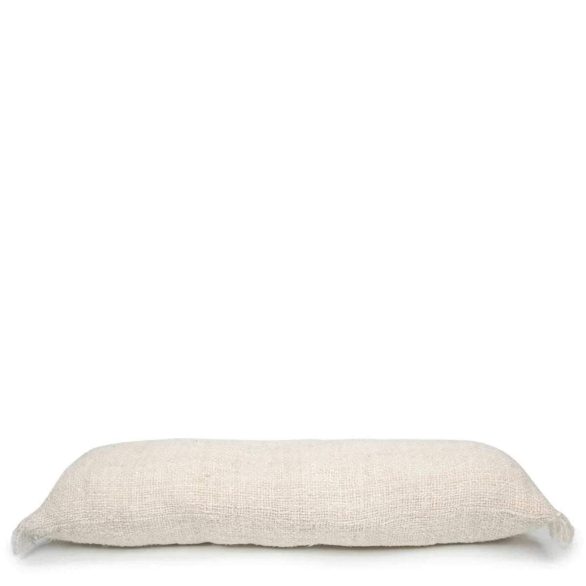 Coussin rectangulaire crème en coton avec housse texturée 35x100 cm