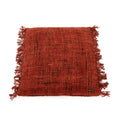 Coussin rectangulaire en coton rouge cerise avec franges, 60x60 cm