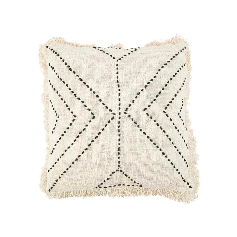 Housse de coussin tribale en raphia noir naturel pour salon 50x50 cm