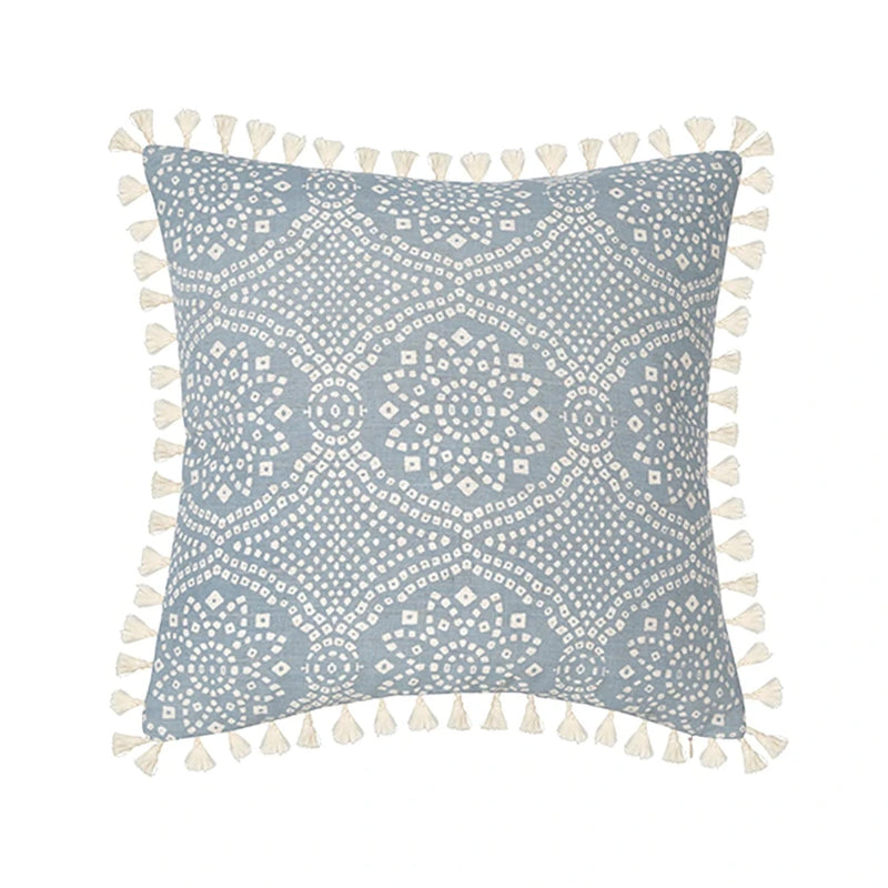 Kissenbezug in Blau mit geometrischem Muster