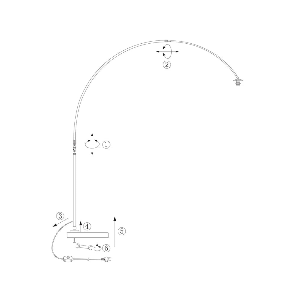 Lampadaire à arc noir avec abat-jour lanterne blanc nervuré H180 cm