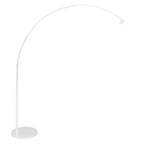 Lampadaire arc blanc en métal avec abat-jour tissu tambour, hauteur 240 cm