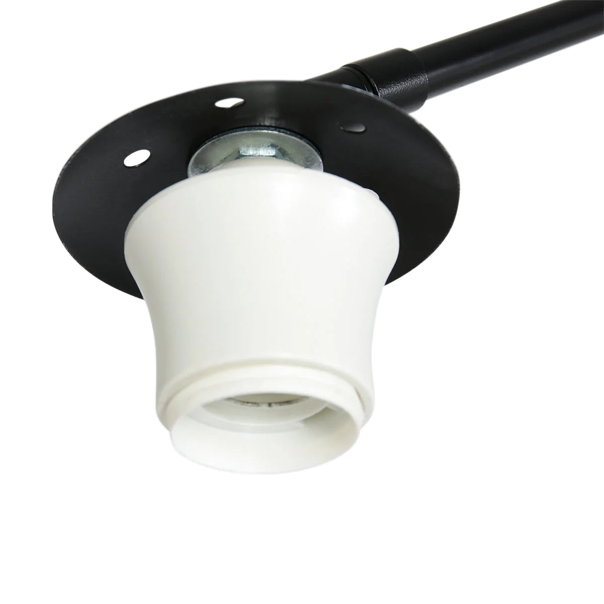 Socle de lampe en plastique blanc avec plaque de montage métal noir