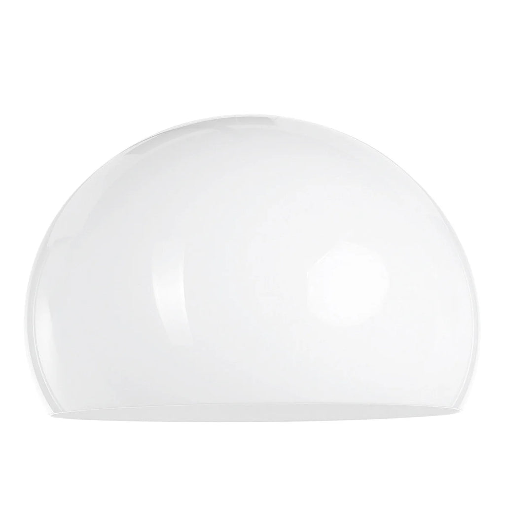 Abat-jour en verre blanc pour lampadaire arc en métal noir H230 cm