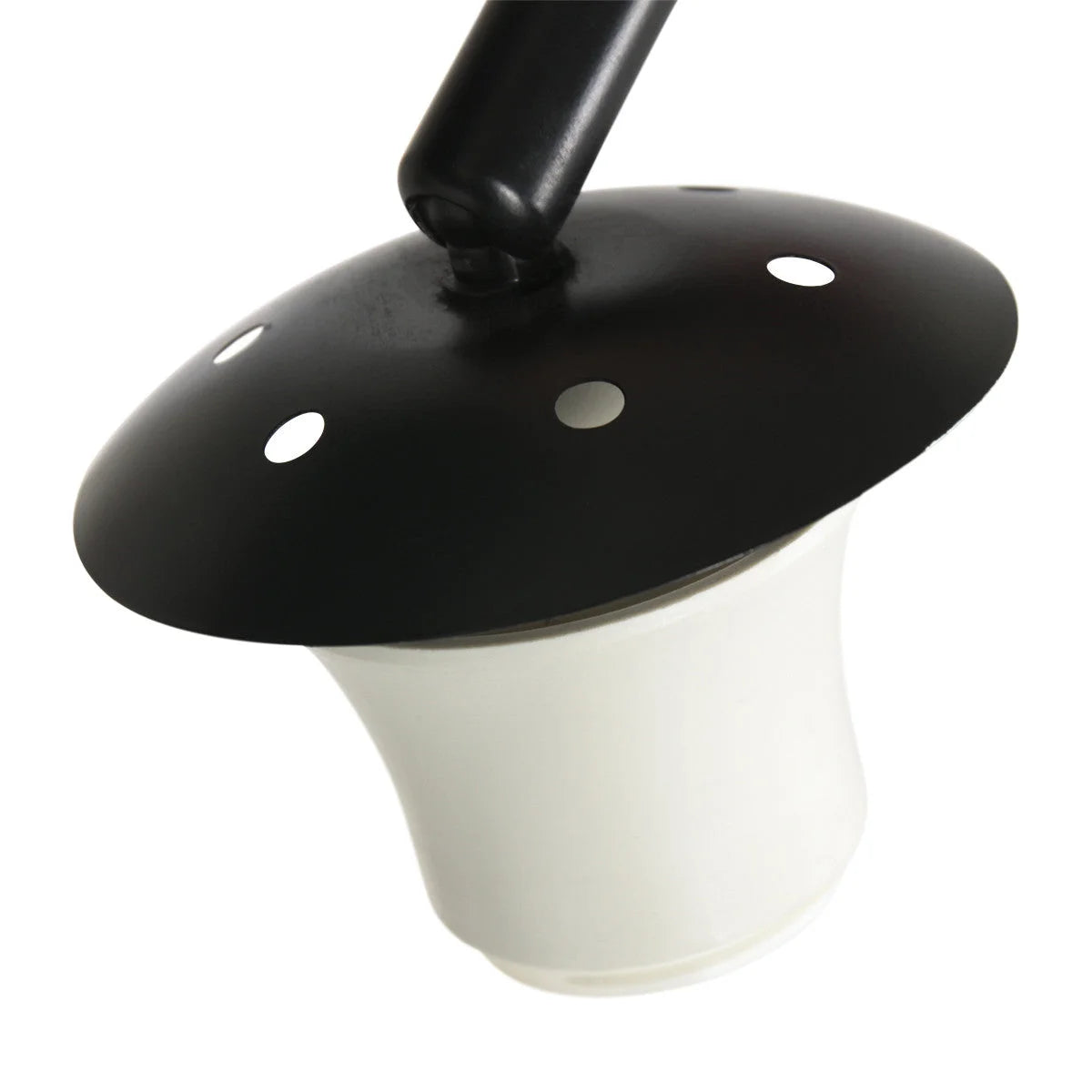 Lampe de bureau en métal noir et rotin ajouré en forme de champignon, H240 cm