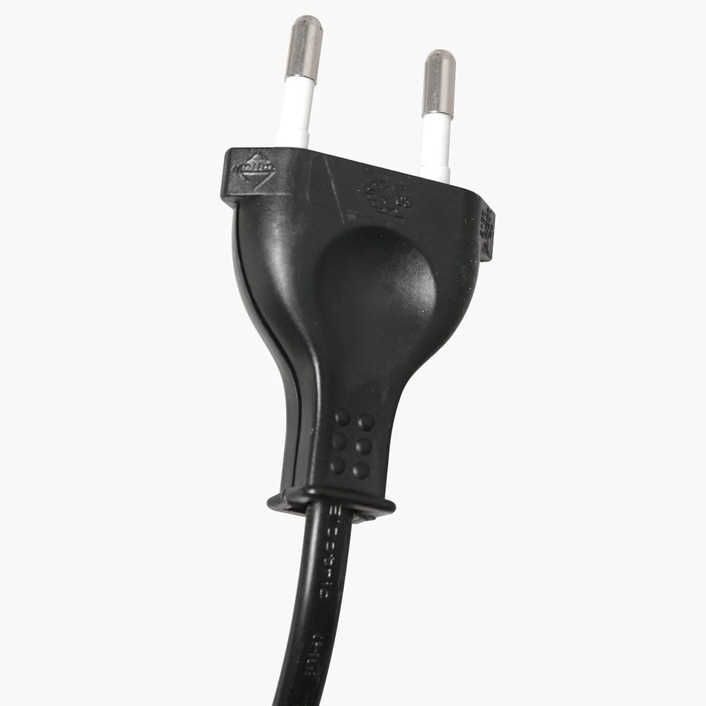 Prise électrique noire à deux broches avec câble pour Lampadaire arc en métal noir