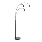 Lampadaire arqué 3 bras métal noir abat-jour fibre tressée