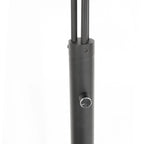 Base en métal noir cylindrique avec molette argentée, tiges verticales pour lampadaire arqué 3 bras