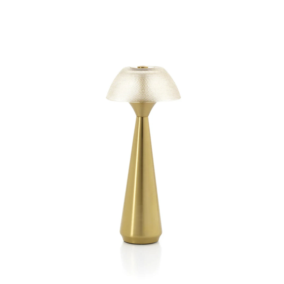 Lampe de table en métal doré LED avec abat-jour en verre texturé translucide H28 cm