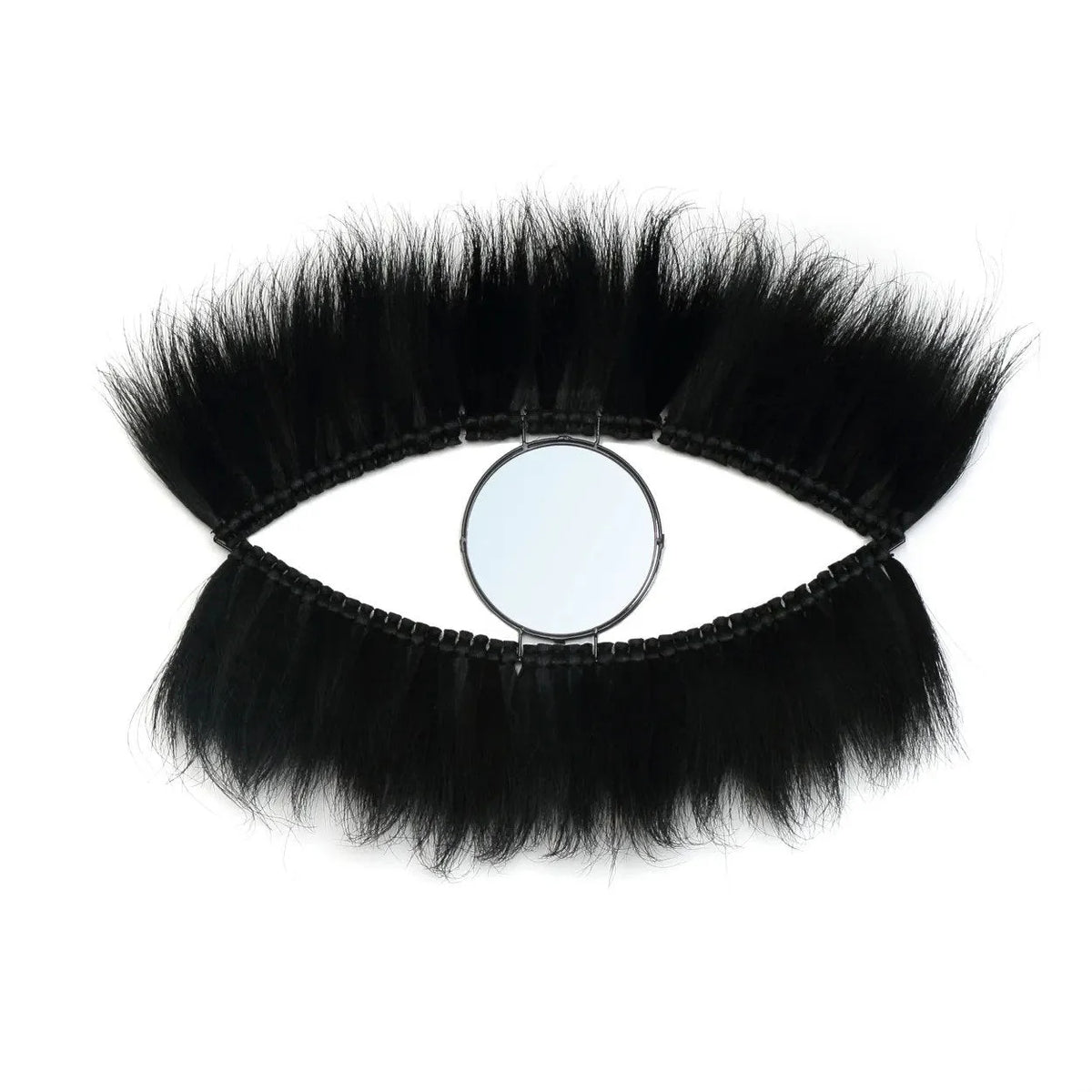 Miroir mural en herbe noire 100x60 cm en forme d’œil avec faux cils noirs autour