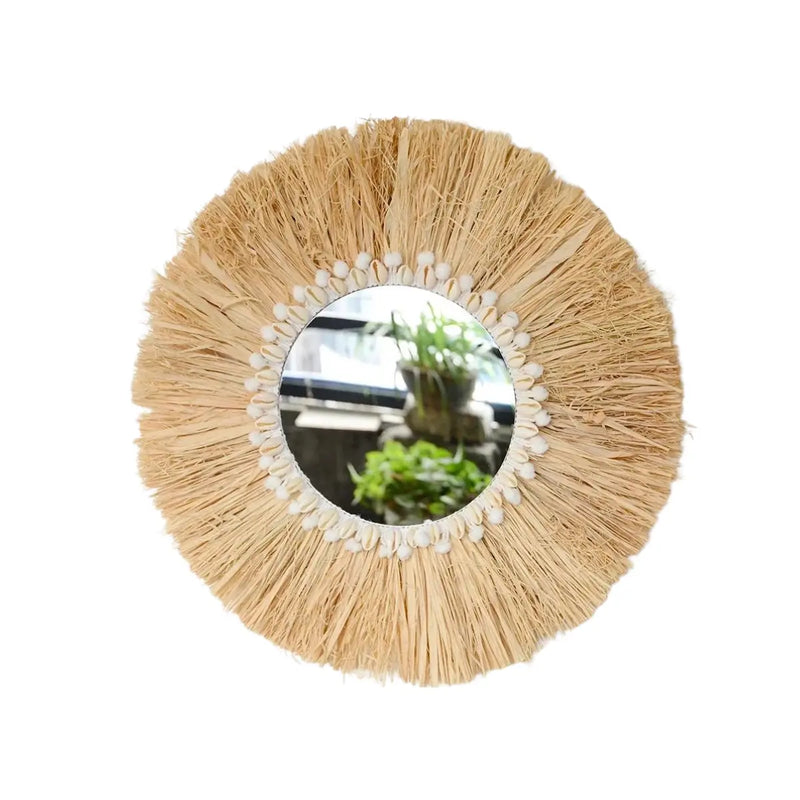 Miroir raphia rond
