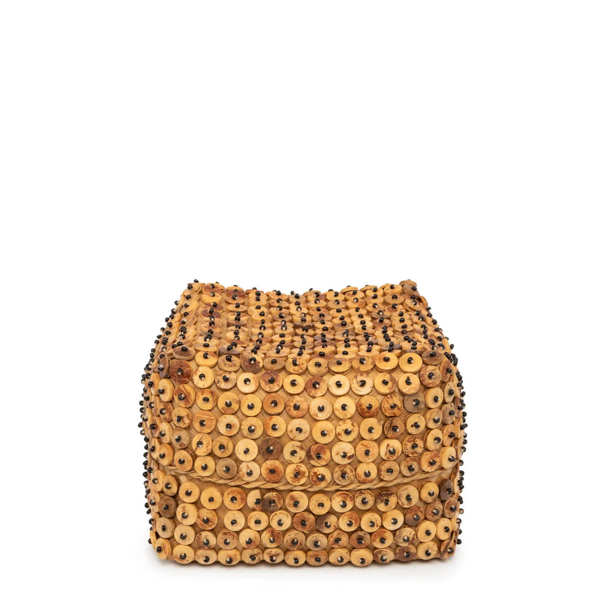 Panier de rangement en fibres tressées et bois