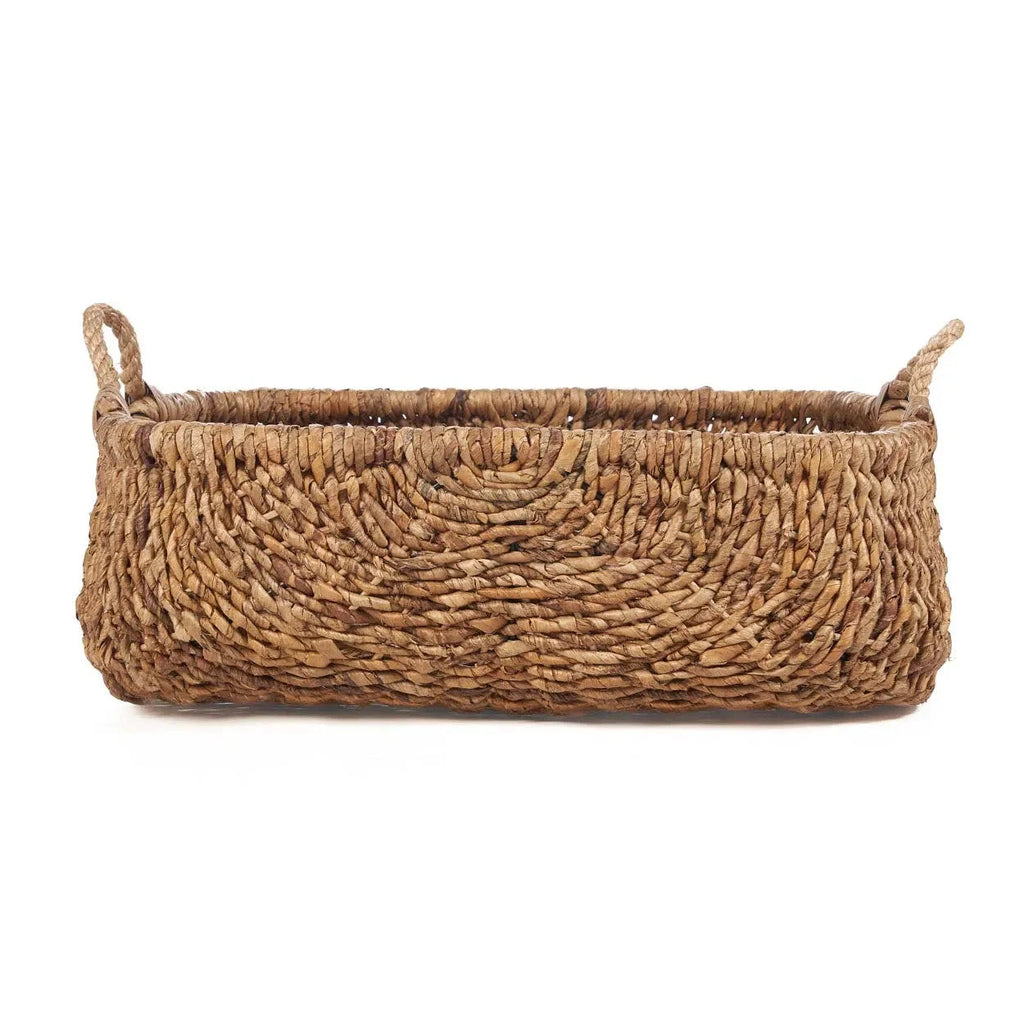 Panier de rangement rectangulaire en feuille de bananier naturelle avec poignées