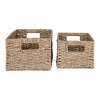 Paniers rectangulaires en fibre naturelle avec anses intégrées, set de 2