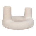 Porte-bougie en céramique beige ronde ø13 cm texturé mat