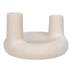 Porte-bougie en céramique beige ronde ø13 cm texturé mat