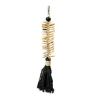 Porte-clés macramé noir avec coquillages crème et pompon