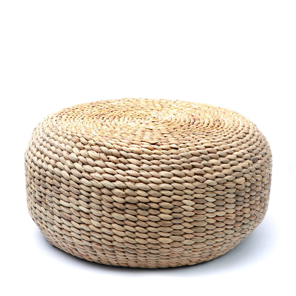 Pouf rond en jacinthe tressée, coussin de sol naturel, diamètre 60 cm