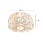 Suspension en bambou ajouré naturel ronde avec cage en bois pour salon ou chambre