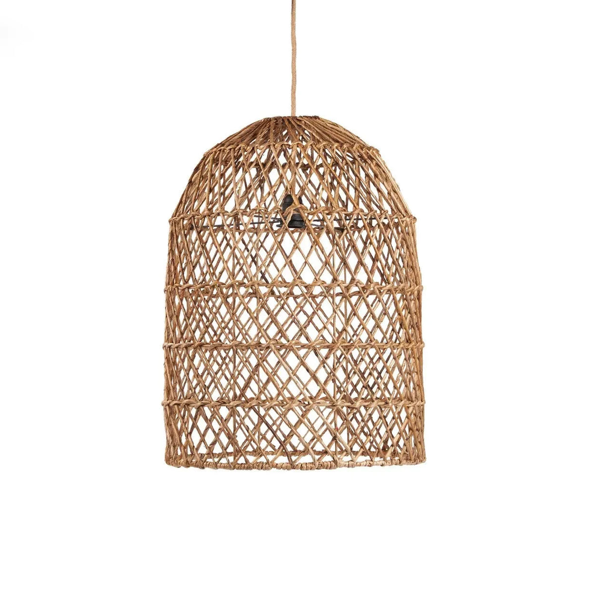 Suspension cylindrique en feuille de bananier tressée naturelle – Ø45 cm