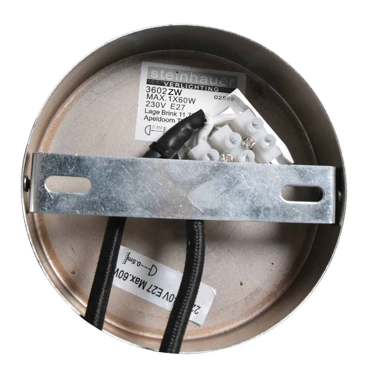 Ceinture de plafond pour suspension cylindrique en fibres naturelles beige et câble noir