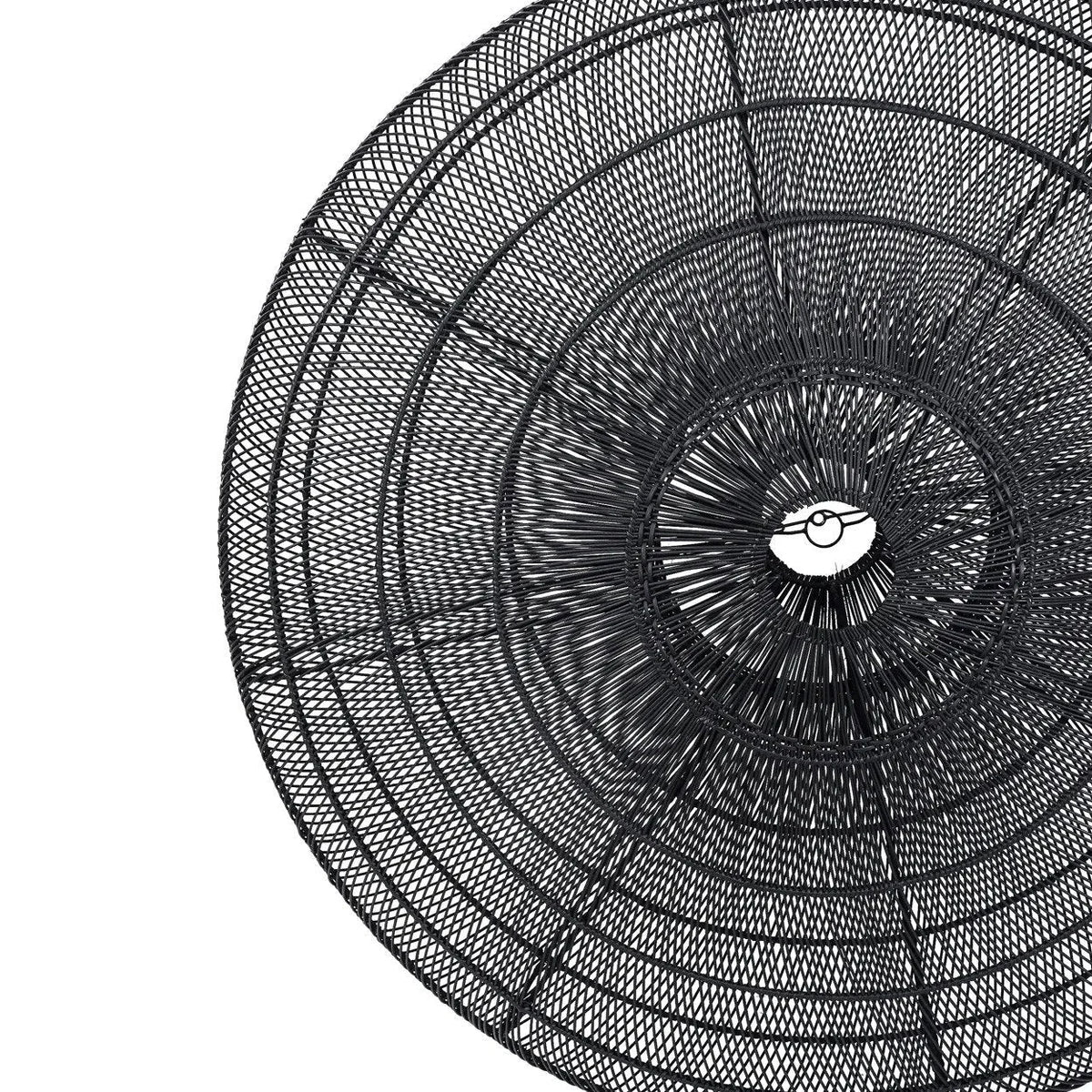 Abat-jour suspendu en rotin noir rond en métal tissé de 150 cm de diamètre