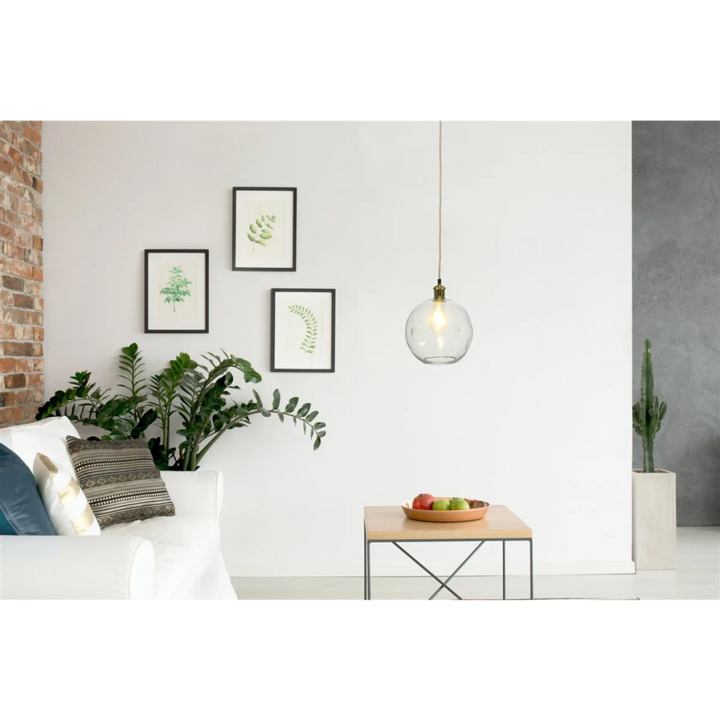 Suspension en verre sphérique claire avec fixation en laiton pour Hängelampe Natalie 100 Klar