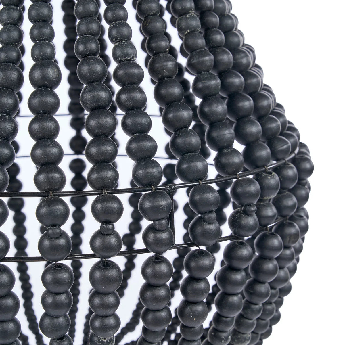 Abat-jour goutte en perles de bois noir ajouré Ø40 cm