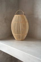 Suspension ovale en rotin tressé naturel avec poignée, 25x38 cm