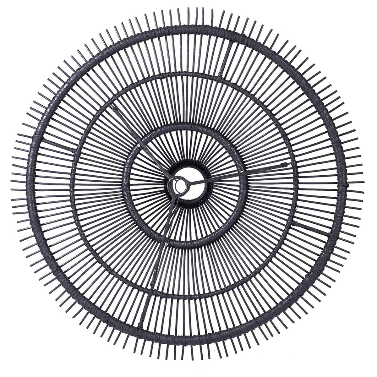Cadre de suspension rond en rotin noir ajouré effet soleil XXL Ø150 cm