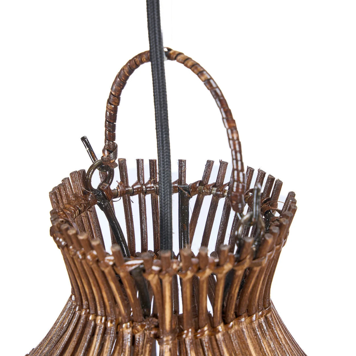 Trio de lanternes en rotin ajouré noyer foncé forme goutte Ø80 cm