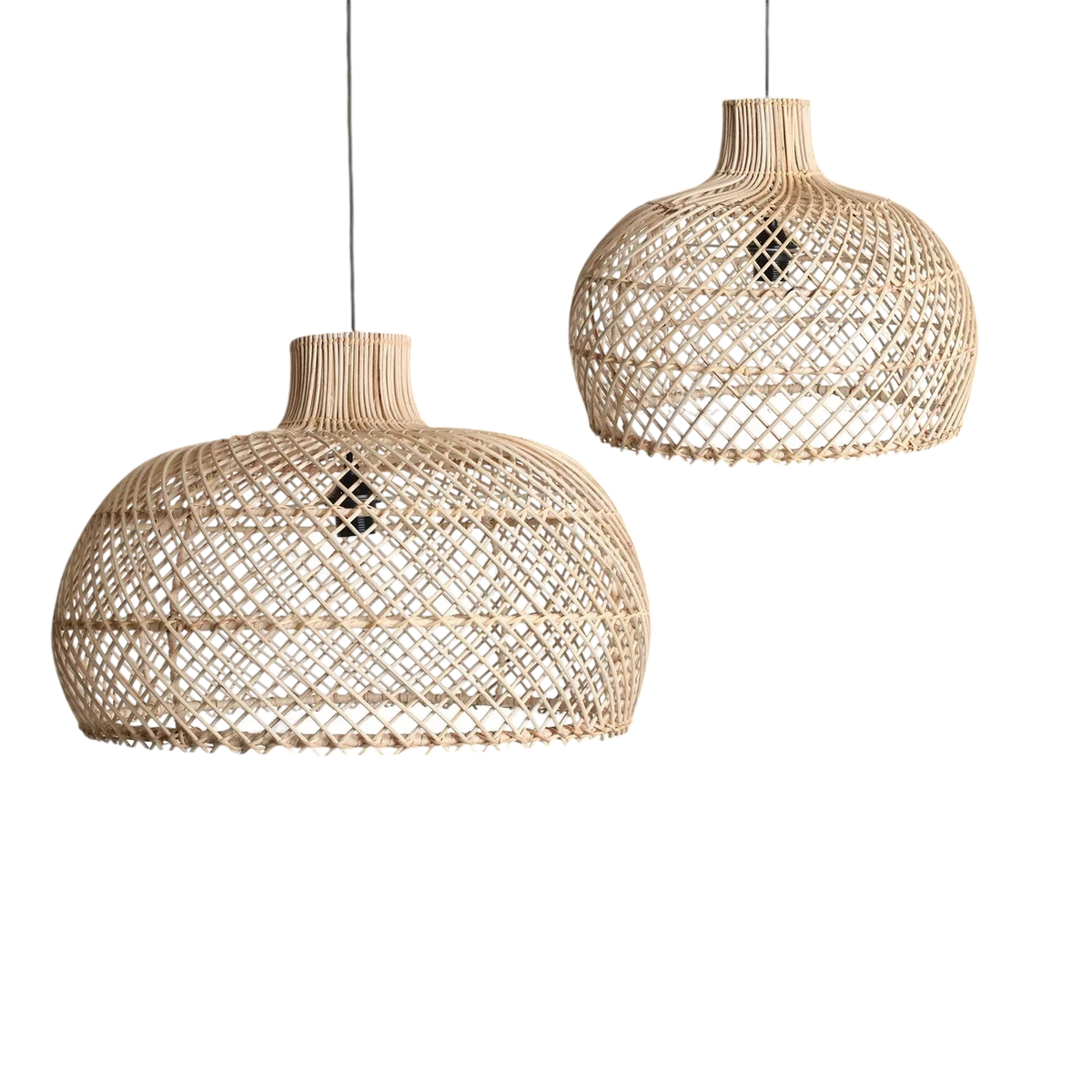 Suspension en rotin naturel tressé forme gourde Ø42 cm