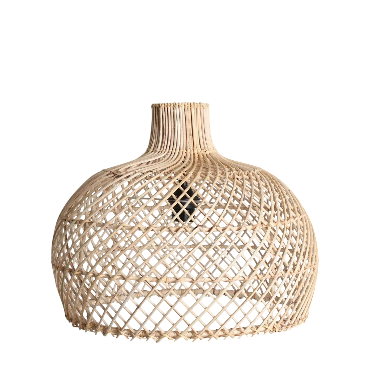 Suspension en rotin naturel tressé forme gourde Ø42 cm à motif diamant