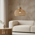 Suspension en rotin naturel tressé forme gourde Ø42 cm beige chaud
