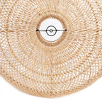 Abat-jour en rotin naturel tressé ovale avec découpe centrale en métal noir, 60 cm