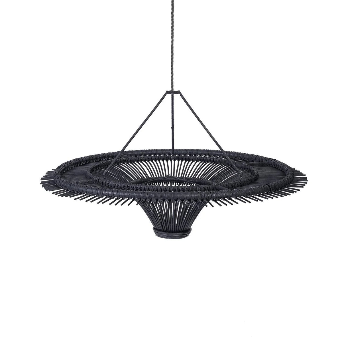 Suspension rotin noir - Ø60 cm