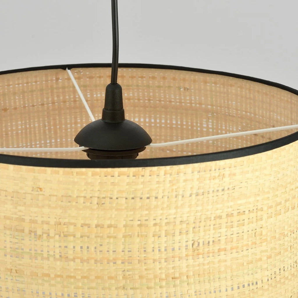 Abat-jour cylindrique en rotin tressé avec bordure noire, Ø35 cm