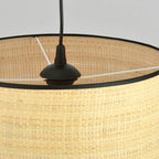 Abat-jour cylindrique en rotin tressé avec bordure noire, Ø35 cm