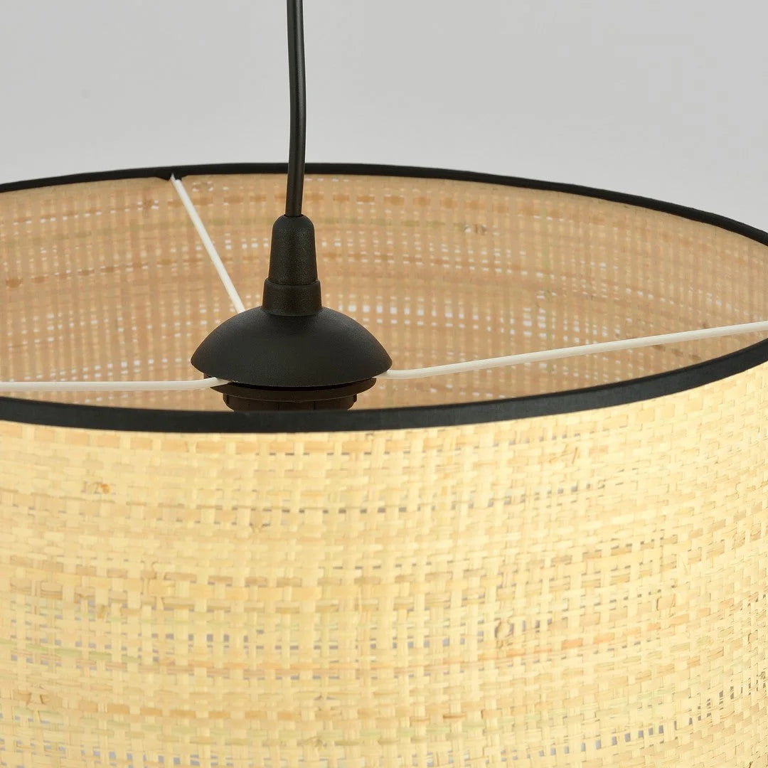 Abat-jour cylindrique en rotin tressé avec bordure noire, Ø35 cm