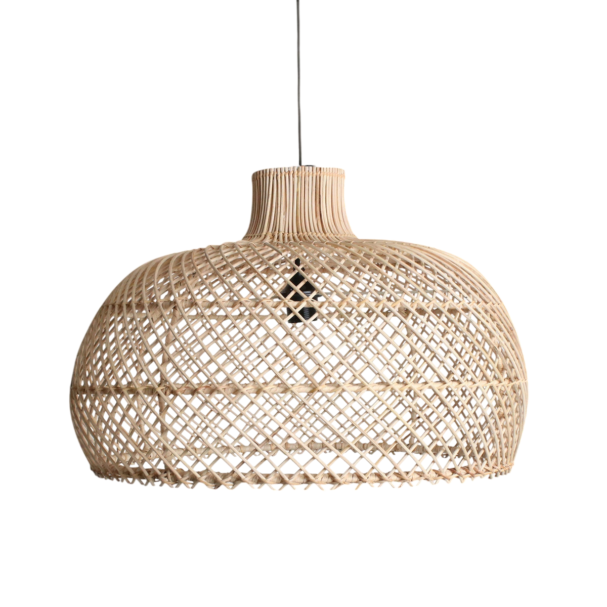 Suspension en rotin tressé naturel forme dôme – Ø57 cm