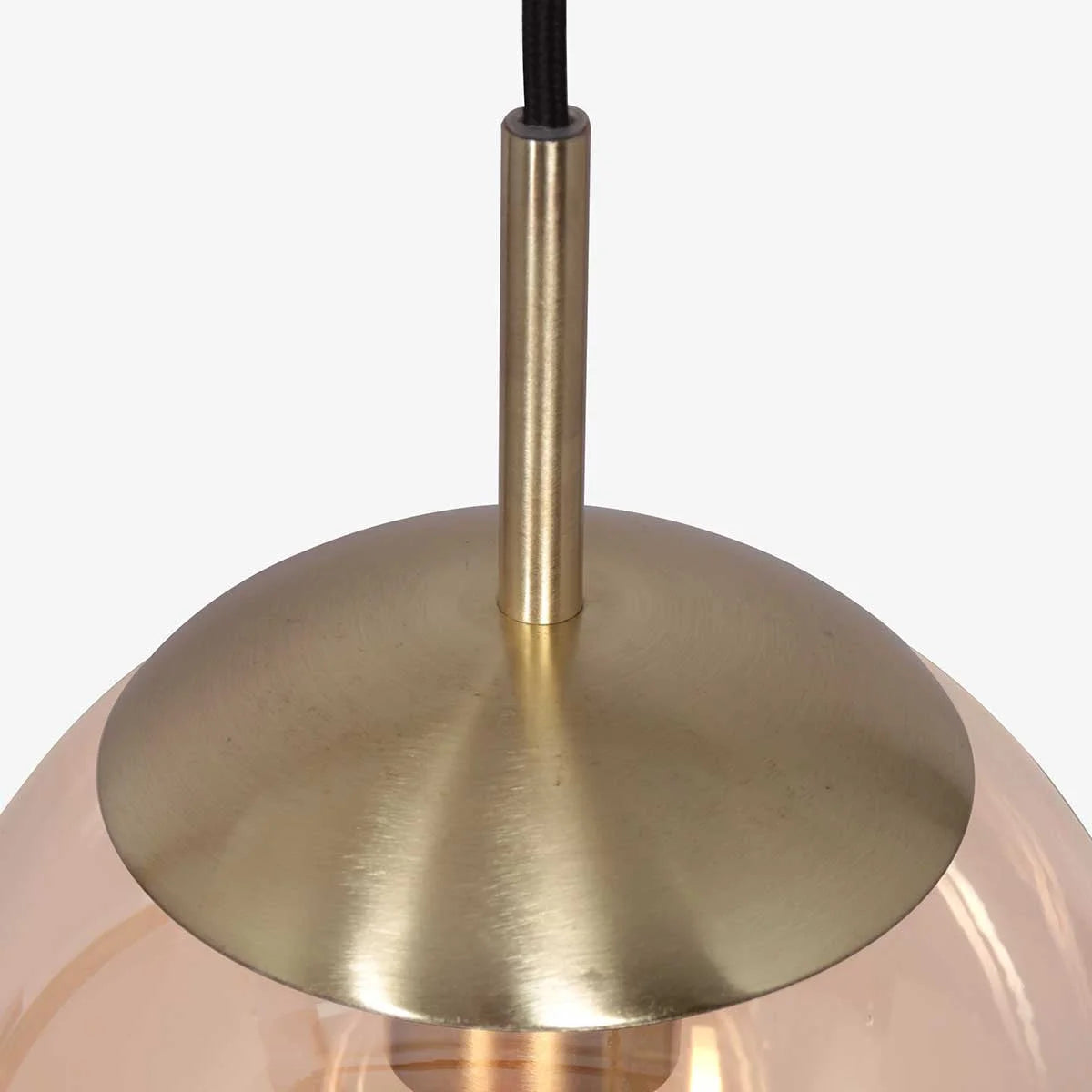 Suspension en verre ambre avec capuchon et tige en laiton, diamètre 30 cm