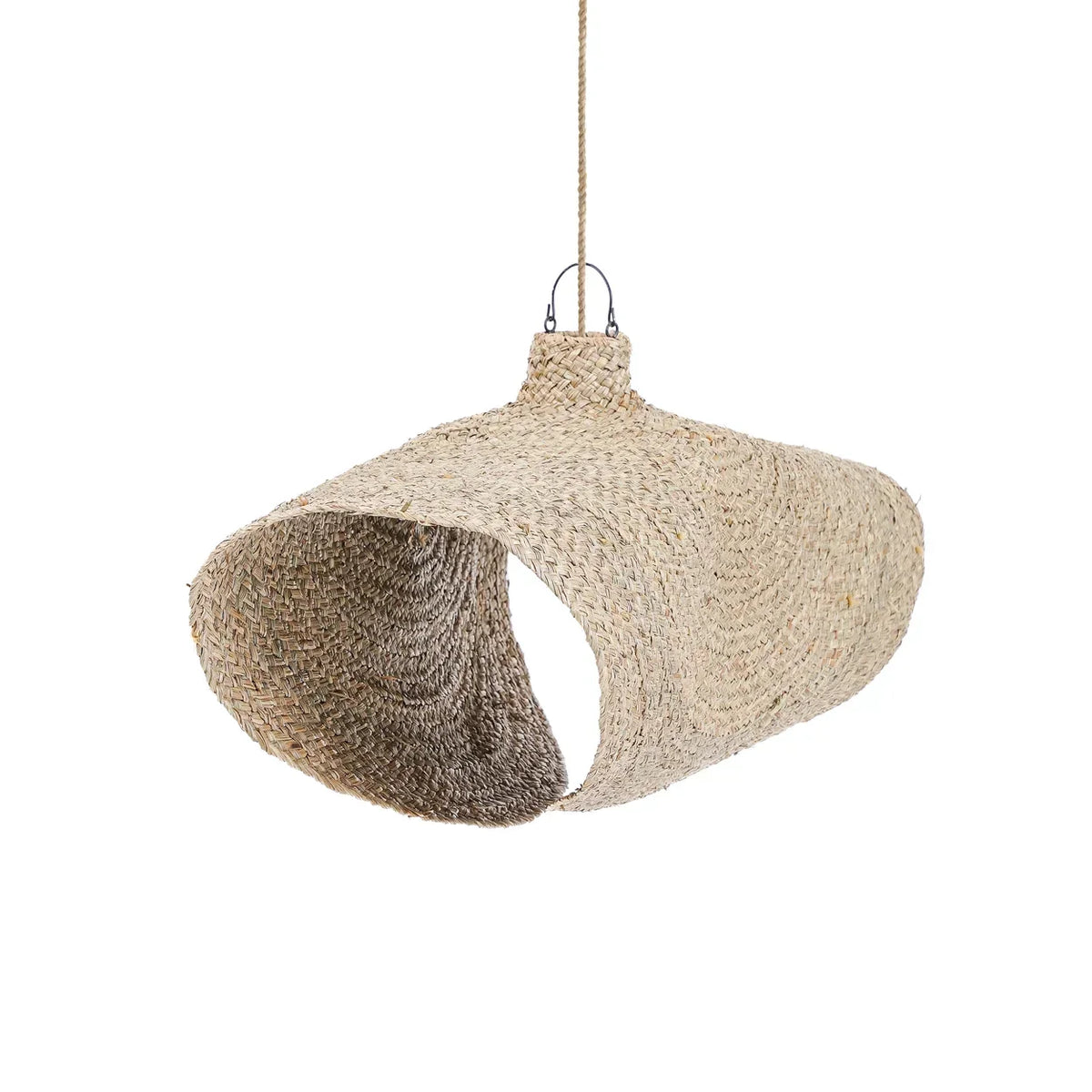 Lanterne suspendue en paille tressée Suspension XL en jacinthe d’eau Qubba 100 cm