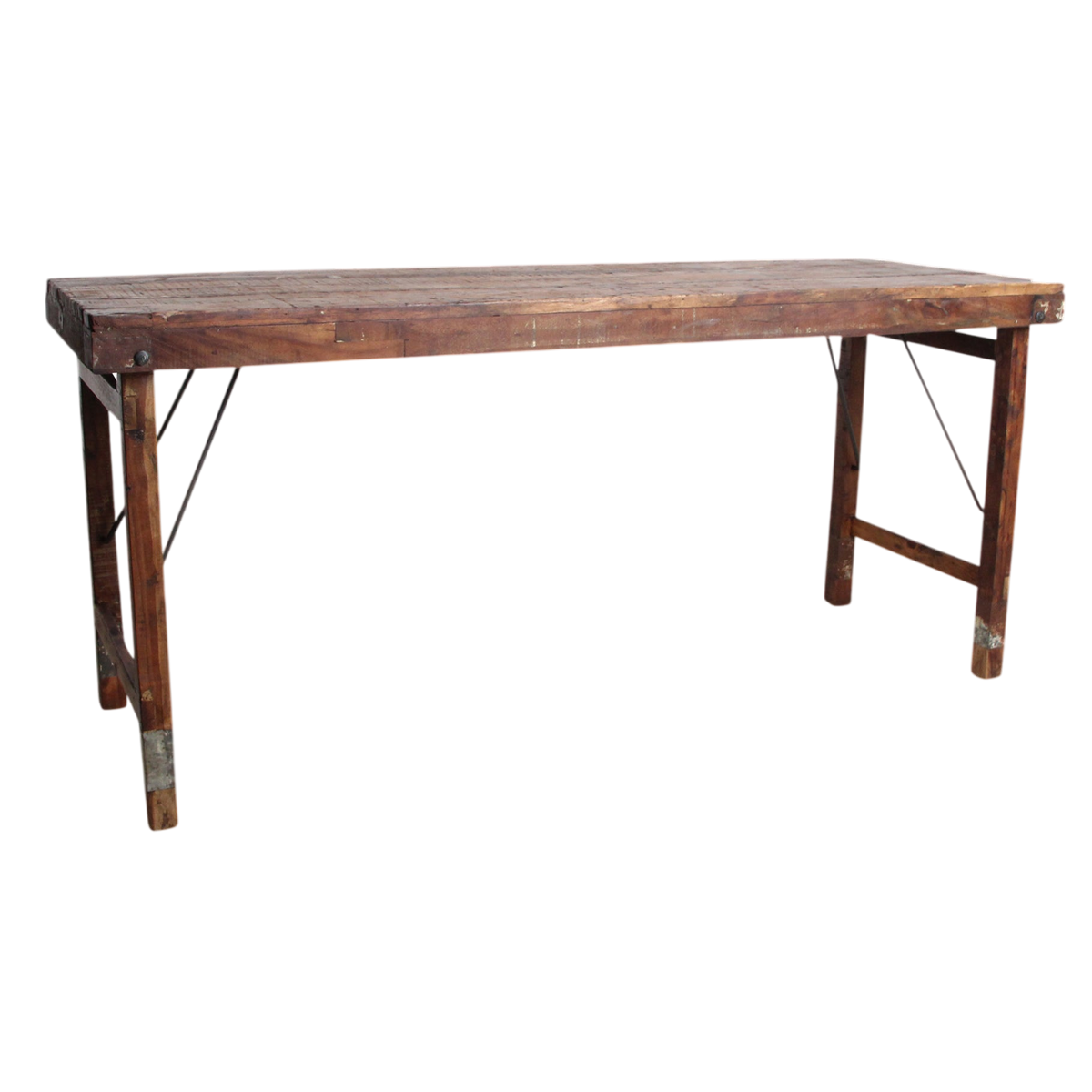 Table à manger pliante en bois recyclé brun patiné – 173x60 cm